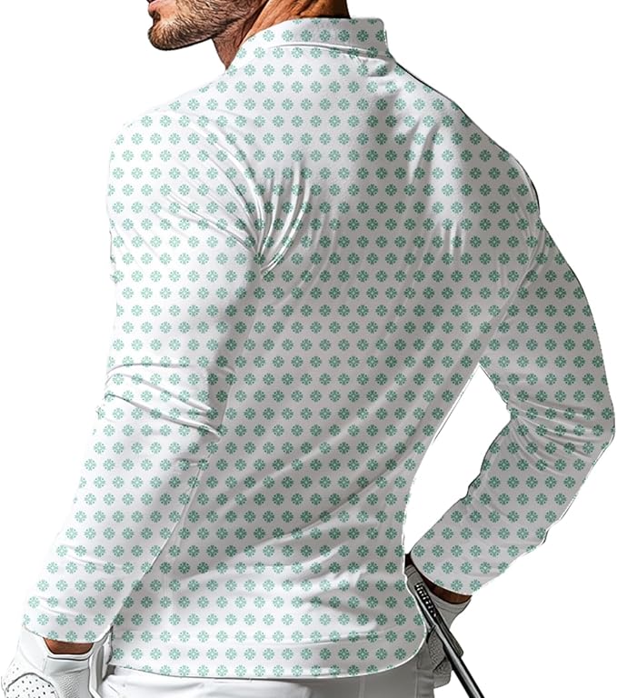 Men's Long Sleeve Golf Shirt Quick Dry 3 Button Work Fishing Outdoor Casual Collar Shirt
