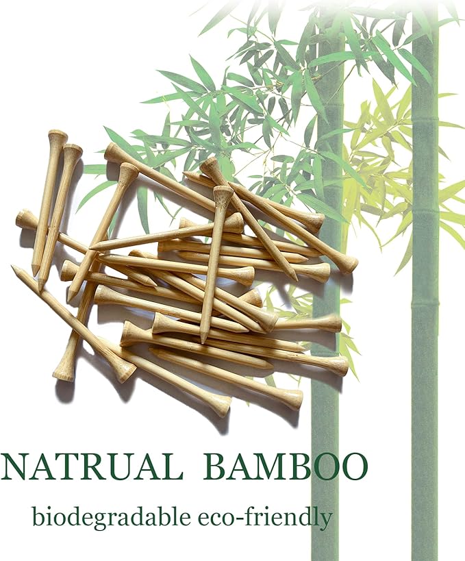 150 Pcs Bamboo Golf Tees 3 1/4 Inch, 83mm (3.25") Bamboo Tees, Friendly Biodegradable, Long and Tall Golf tees, More Durable and Stable, Ideal for Beginner
