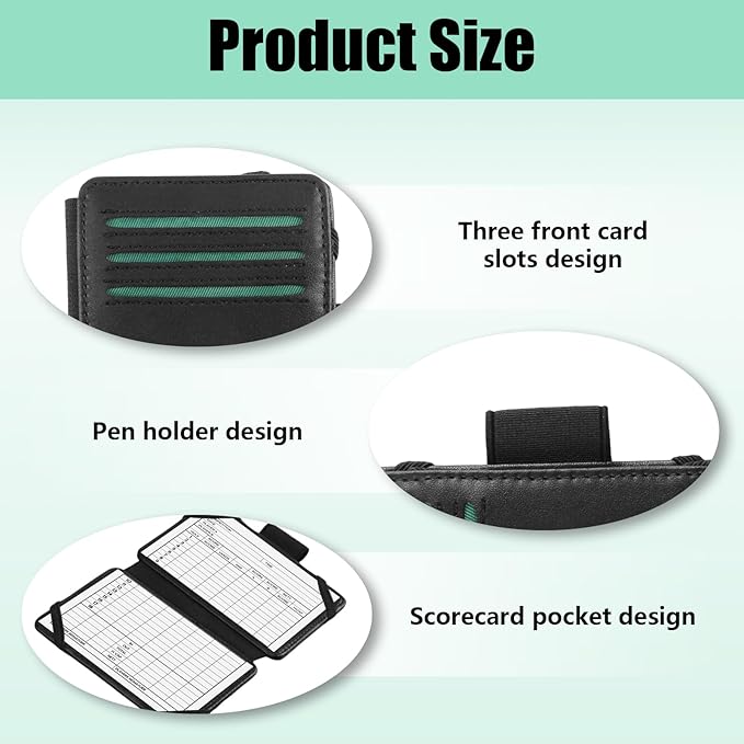 Golf Scorecard Golf Wallet with Pencil Holder Scorecard Wallet - Hold Credit Cards, Pens/Pencil, Clip