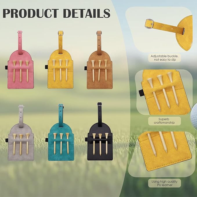 Personalized Golf Tee Bag Tags Custom Golf Tee Holders for Golf Bag，3 Wooden Tees Leather Gift for Golfer Men Women Dad Grandpa, or Uncle