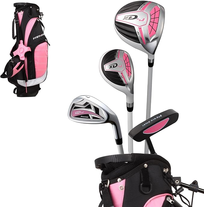 Precise XD-J Kids Golf Clubs Set – Boys’ & Girls’ Junior Golf Set with Lightweight Graphite Shafts, Hybrid, Putter & Stand Bag