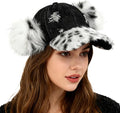 PURFUN Women Vintage Denim Baseball Caps with Fuzzy Faux Fur Pompoms & Brim, Large Brim Visor Caps Adjustable Peaked Sun Hat