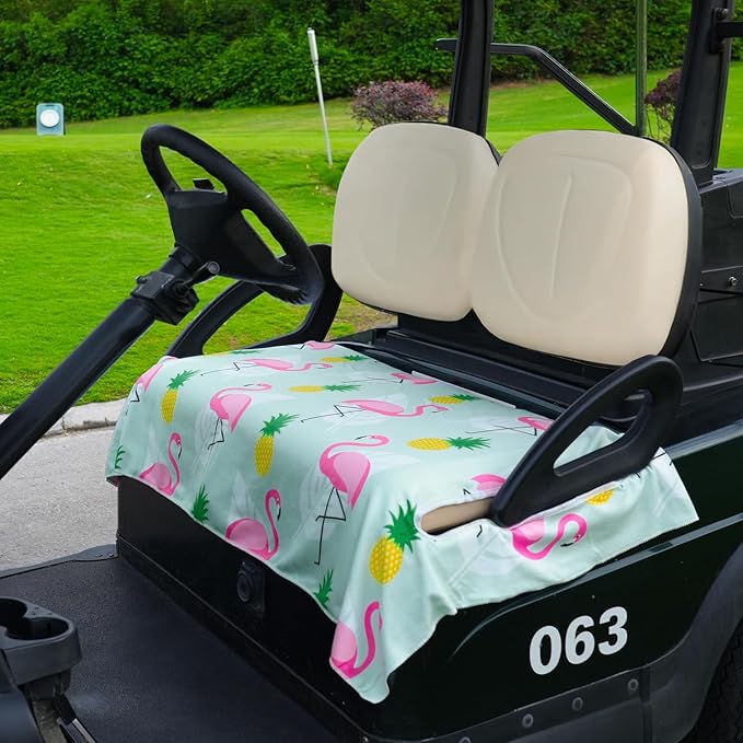 Golf Cart Seat Covers, Golf Cart Seat Towel Blanket, Suitable Yamaha, EZGO, Club Cars, Icon and More 2-Seats Cart, 100% Microfiber, Essential Golf Cart Accessories, 51'' x 31''