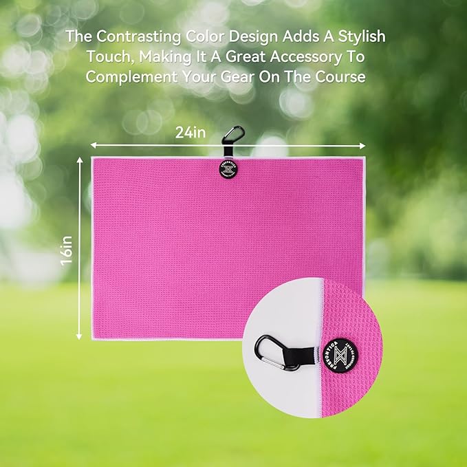 Magnetic Golf Towel with Clip and Cleaning Pocket -Ideal for Male Golfers, perftct Gifts for Men-Magnetic Golf to Golf Accessories for Bags, Carts or Clubs 24"*16"
