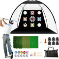 Golf Net Set with Tri-Turf Mat 10x7FT Golf Practice Net for Indoor Outdoor Training, Portable Golfs Accessories for Men, for Men & Lovers