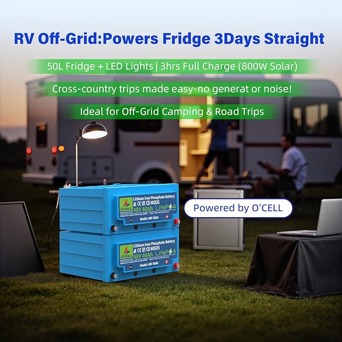 48V 40Ah LiFePO4 Battery, Deep Cycles 15000+ Lithium Iron Battery 51.2V 2048Wh for Golf Cart, RV, Solar, Marine Trolling Motor, Home UPS Backup & Off-Grid Applications, 100A BMS, 10 Years Lifetime