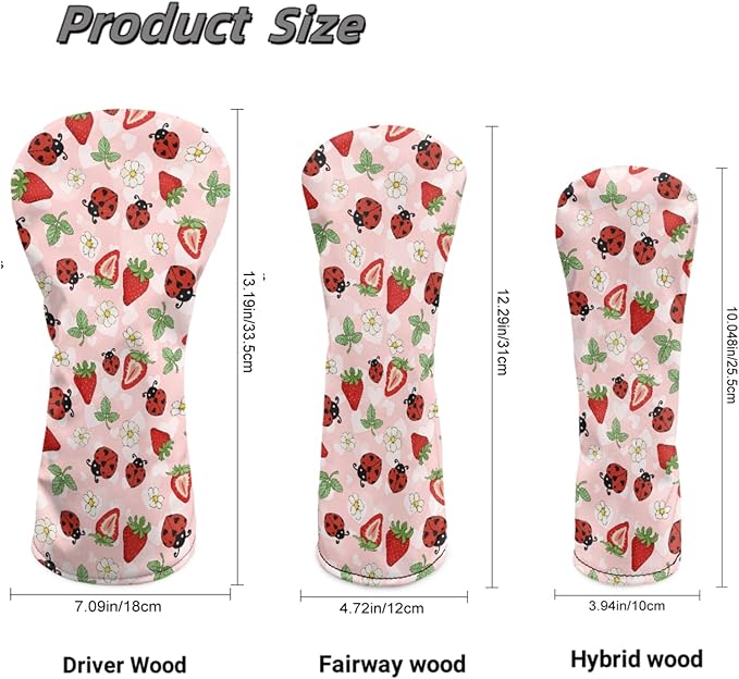 Golf Club Head Covers for Club Protective, Waterproof PU Leather Driver Fairway Wood Hybrid Head Cover