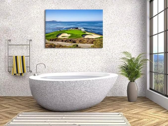 USA California Golf Course Wall Art for Living Room Bedroom Bathroom Home Decorations Golf Course Picture Poster Print on Canvas Modern Artwork Framed Ready to Hang(24''H x 36''W)