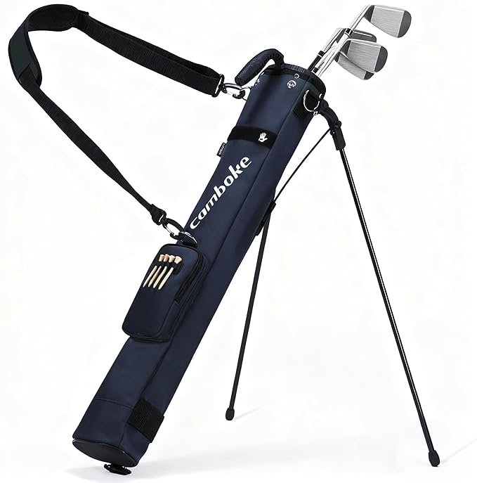 Lightweight Golf Stand Bag, Portable Golf Carry Bag with Stand, 2-Way Divider Practice Bag with Padded Strap, Compact Pencil Golf Bag for Driving Range, Par 3 & Short Rounds