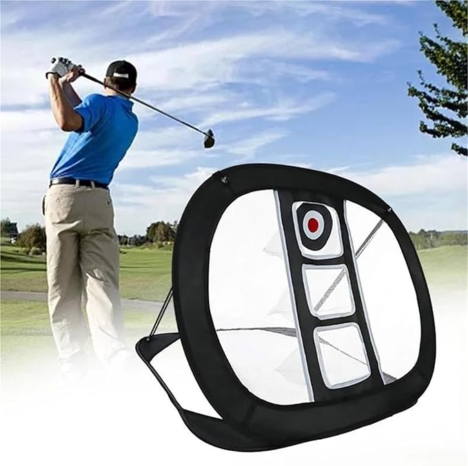 Pop Up Golf Practice & Chipping Net - Portable Folding Indoor Outdoor Swing Trainer with Mat