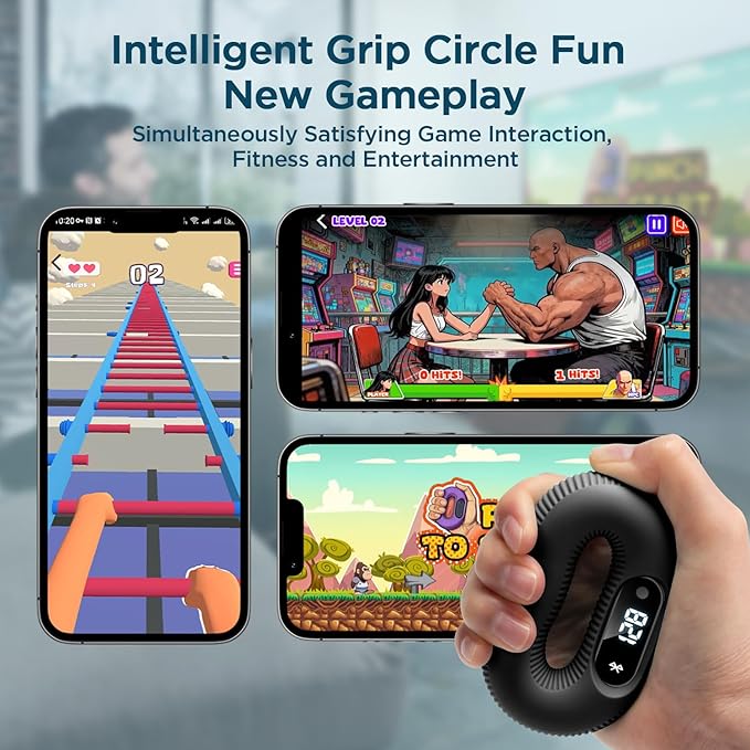 Smart Grip Trainer, Supports Multiple Game Interaction and HID Mode Video Browsing,Hand Gripper for Fitness, Stress Relief and Rehabilitation Training, Hand Exerciser