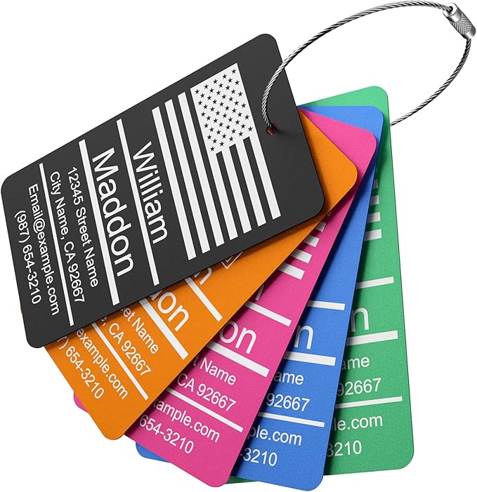 Luggage Tags for Suitcase - Black Personalized Engraved Metal Tag for Cruise Travel - Custom Name Tags Suitable for Bags and Backpacks No Underline (2x3.5 inch)