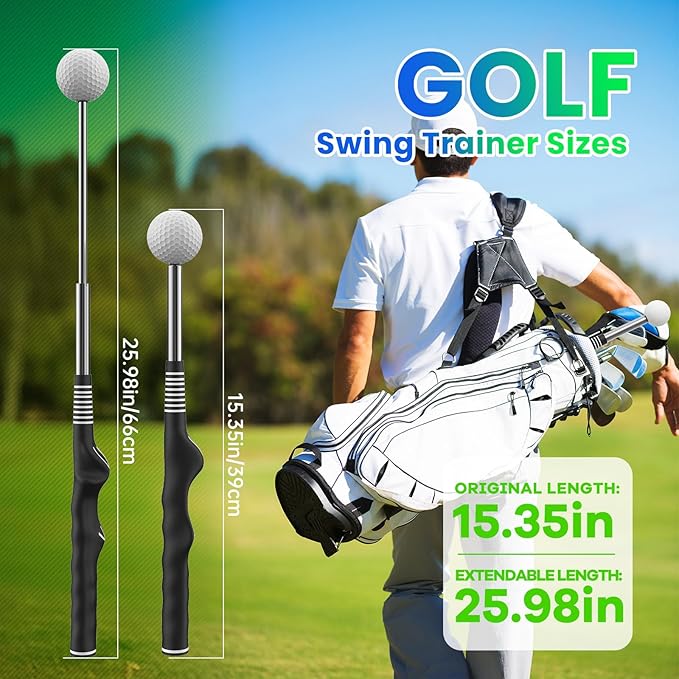 Retractable Golf Swing Training,Golf Training Aid,Golf Grip Trainer,Golf Accessories for Men,Right-Handed Strength & Tempo Training for Chipping Hitting