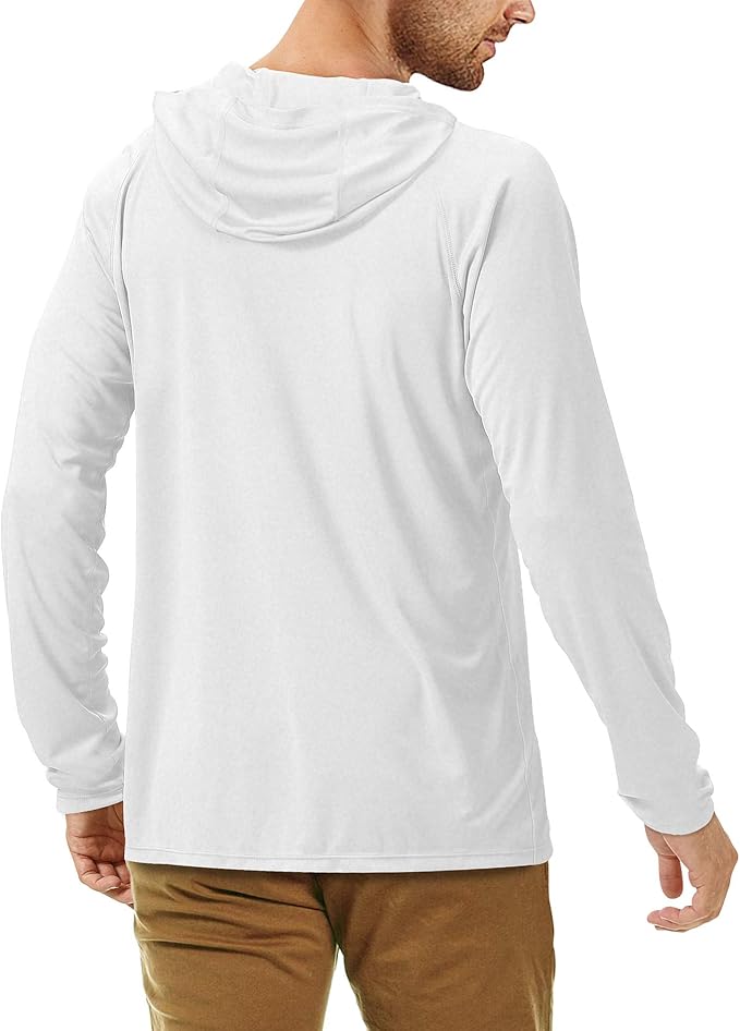 Roadbox UPF 50+ Fishing Shirts for Men, Long Sleeve UV Sun Protection Hoodie, Outdoor Hiking Running Swimming Rash Guard