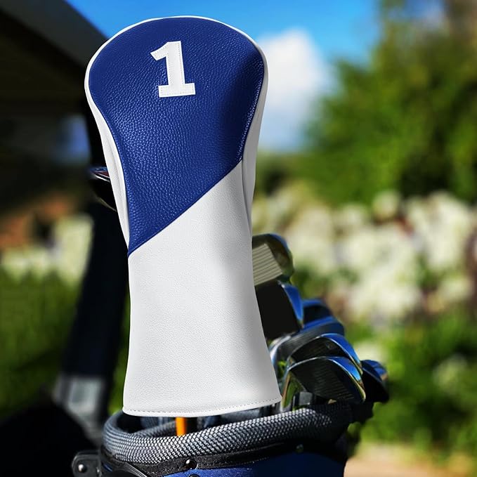 FINGER TEN Golf Club Head Covers for Woods Driver Fairway Hybrid with Interchangeable Number Tag 1 3 5 Premium Leather Headcovers for Women Men