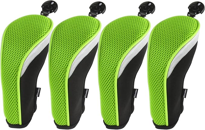 Andux Mesh Golf Hybrid Club Head Covers with Dial Number Tags, 4pcs/set