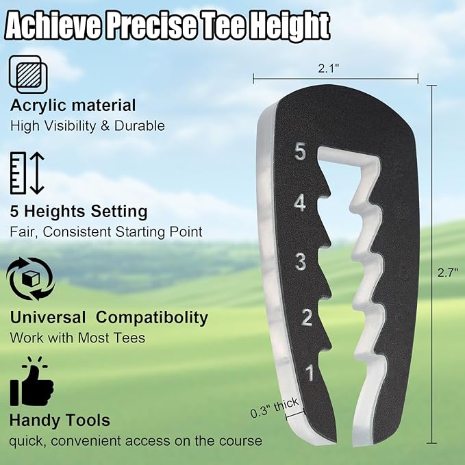 2pcs Golf Tee Height Tool Adjustable T Height Setup - Outdoor Golf Training Aid Precision Tee Height Setter for Consistent and Precise Shots