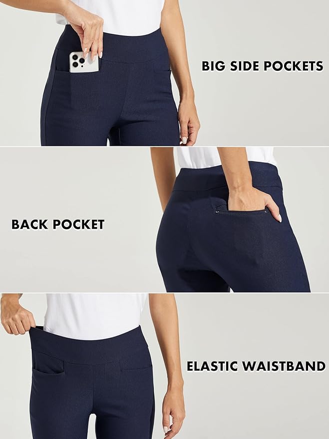 WILLIT Women's Golf Pants 3 Pockets Stretch Casual Pull on Pants Quick Dry Hiking Travel Pants