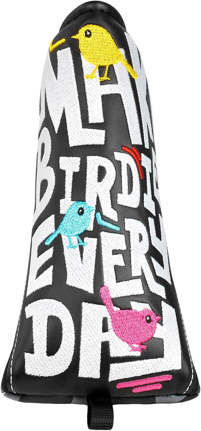 Craftsman Golf Make Birdie Everyday Black and Gray Checkers Golf Club Headcover for Woods and Driver Hybrids Irons Protector Putter Covers
