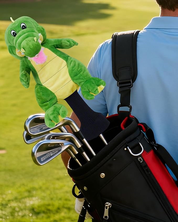 Big Teeth Funny Plush Driver Headcover Animal, Groundhog Gopher Penguin Driver Head Cover for 460cc Club, Sloth Leprechaun Crocodile Golf Head Covers for Woods and Driver Protector