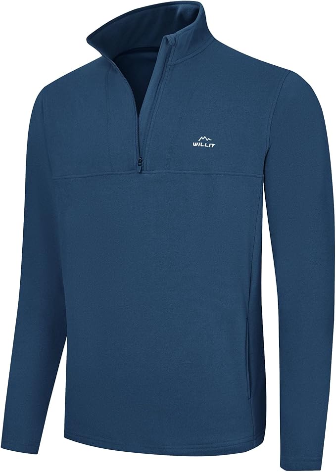Willit Men's Winter Shirts Fleece Pullover with Pocket Quarter Zip Cold Weather Golf Hiking Casual Warm Shirts Long Sleeve
