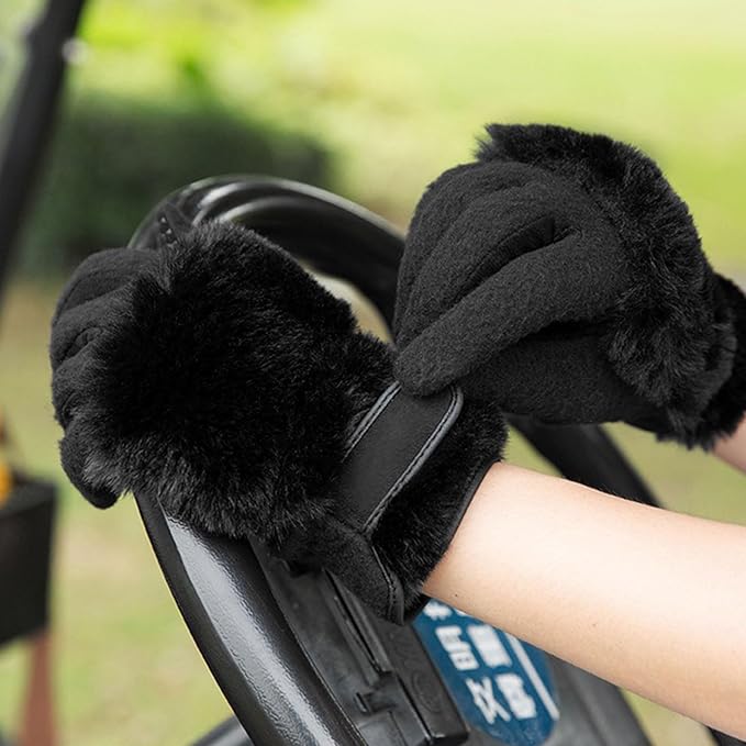 Women's Golf Gloves, Plush Thickened Imitation Rabbit Fur, Warm, Comfortable, Non-Slip