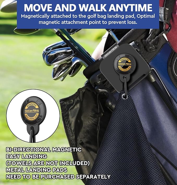 Magnetic Clip for Golf Towel,Removable Industrial Magnetic Accessories Design for Strong Hold to Golf Carts or Clubs
