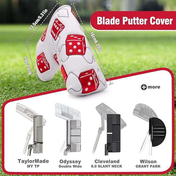 Golf Club Covers Lucky 777 Blade Putter Headcover Golf Driver Covers Fairway Wood Headcover Hybrid Head Cover Blade Putter Cover Leather 3 Wood Headcovers Golf Headcovers for All Brand