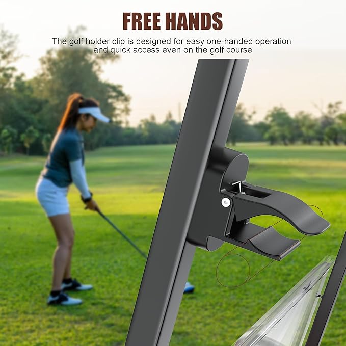 Lunira Universal Magnetic Holder for Golf Carts, Single-Handed Operation, Equipped with Powerful Magnets and Non-Slip Straps, Scratch-Resistant, Comes with a Gift Box, for Golfers