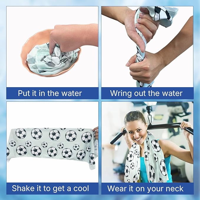 OPSO Soccer Cooling Towel Set, 40 x 12 inches, 12 Pack, Microfiber Sports Towels for Baseball, Soccer, Golf LCE Towel Microfiber Sports Towels for Player