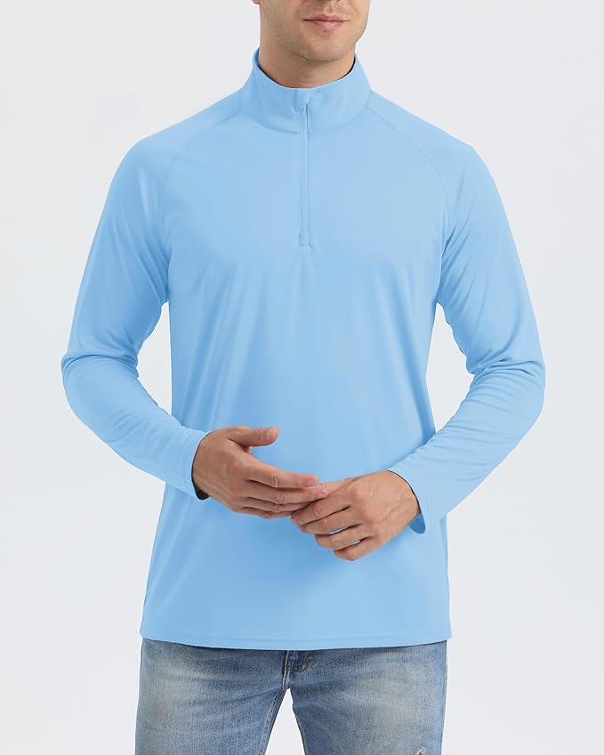 Boladeci Men's UPF 50+ Sun Shirts 1/4 Zip Long Sleeve SPF UV Protection Lightweight Quick Dry Quarter Zip Golf Shirts
