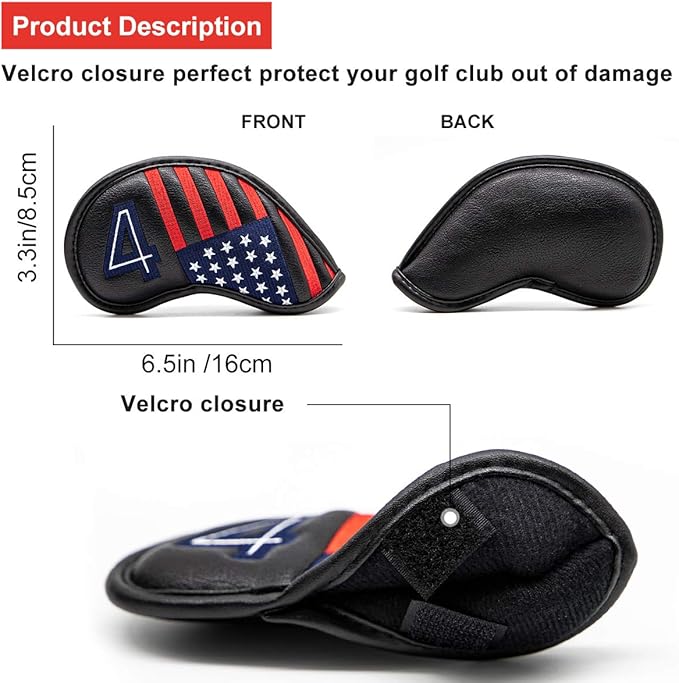 Golf Iron Head Covers Set Iron Headcover Wedge Cover Golf Iron Club Cover USA American Flag for PXG0311