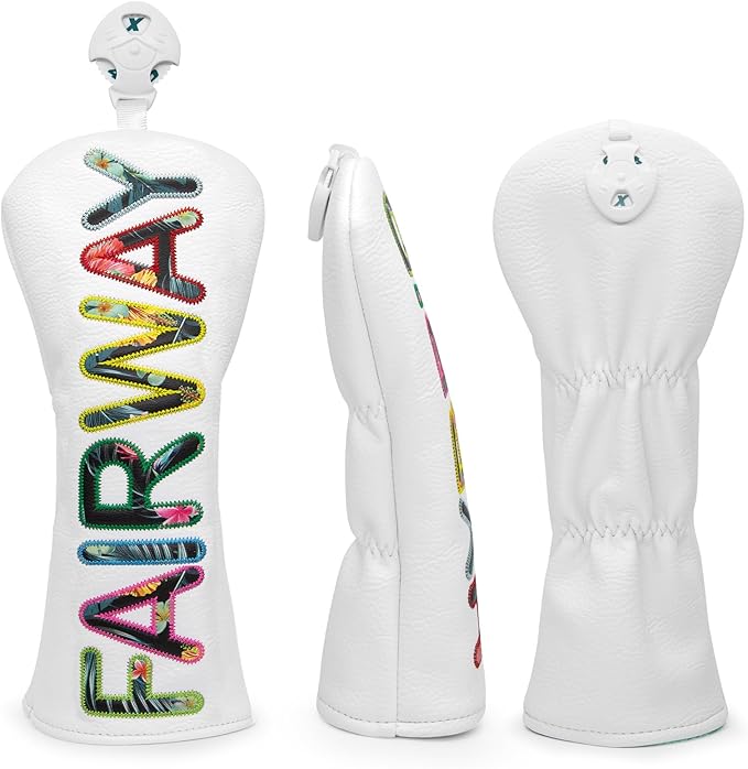 Golf Club Head Covers White for Driver, Fairway Hybrid Woods - 4 Options - Synthetic Leather Driver Headcover, Fairway Wood Head Cover, Golf Hybrid Head Cover