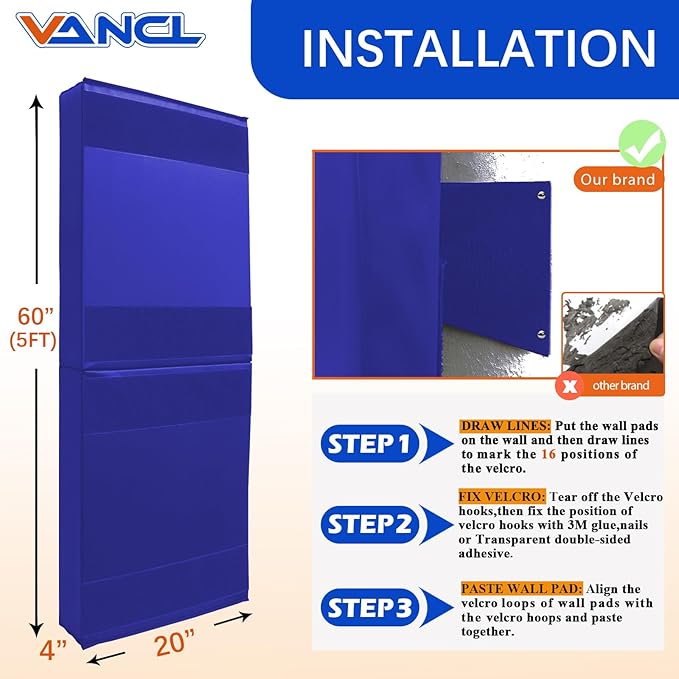 Gym Padding Wall Pads for Gym Wall Mats Basketball Wall Padding 2" Thick Foam Gym Wall Pad for Kids Wall Pad Protection, Waterproof Durable Wall Pads for Safety Colorful Wall Pad