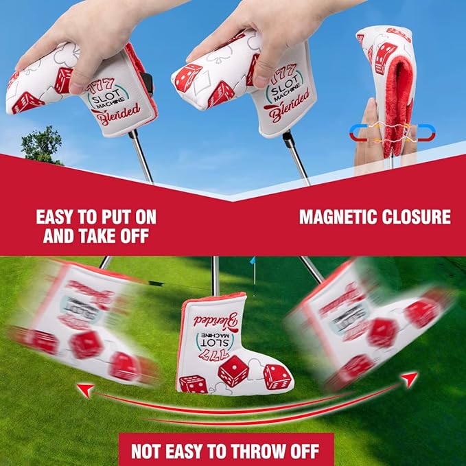 Golf Club Covers Lucky 777 Blade Putter Headcover Golf Driver Covers Fairway Wood Headcover Hybrid Head Cover Blade Putter Cover Leather 3 Wood Headcovers Golf Headcovers for All Brand