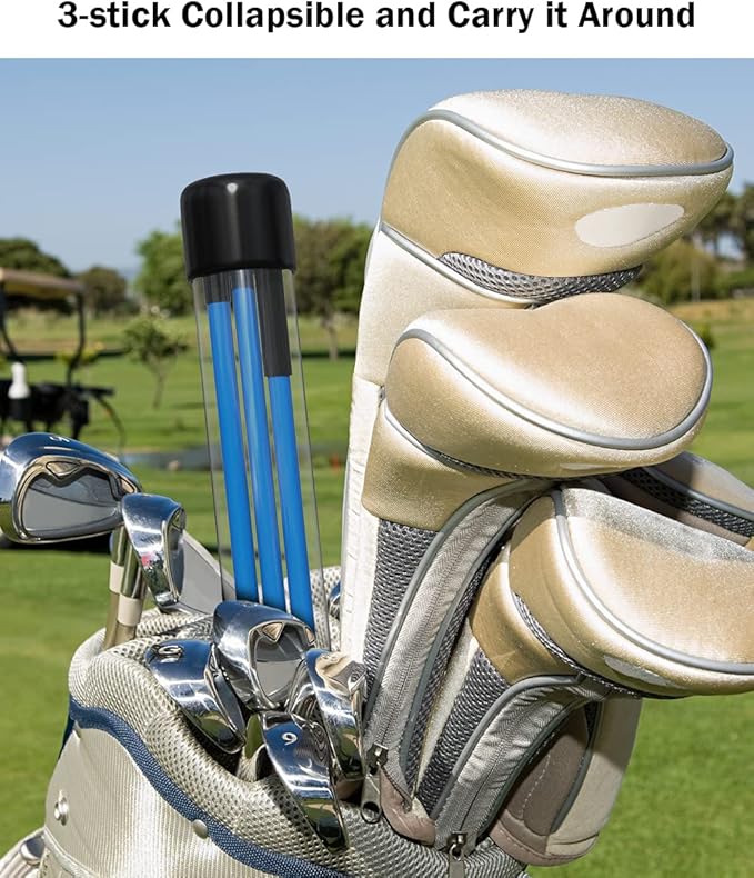Rhino Valley Golf Alignment Sticks - 48" Collapsible Golf Practice Rods for Aiming, Putting, Full Swing Trainer, Posture Corrector with Clear Tube Case, Golf Training Equipment