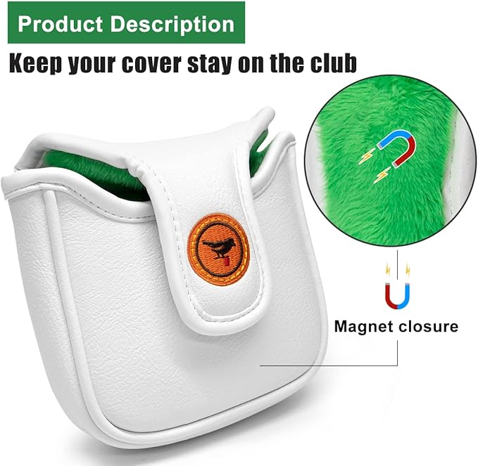 Golf Headcovers Elegant Embroidery Premium Leather Birdie Golf Driver Cover Fairway Hybrid Cover Blade Putter Cover Golf Mallet Putter Cover for OZ1 MEZZ 1 MEZZ1 MAX Putter