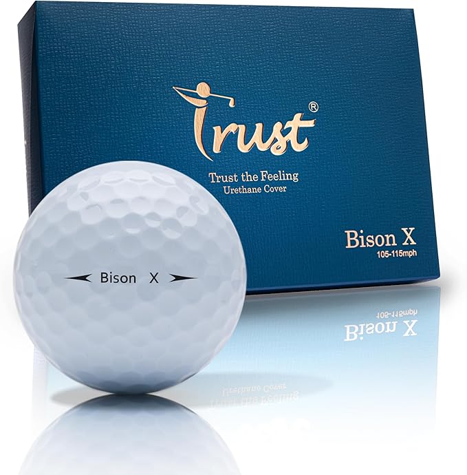 Trust Golf Ball I K8 Bison I Urethane Cover with Reactive Core I 3-Pcs I for Different Swing Speed I 12, 48, or 100 Balls I