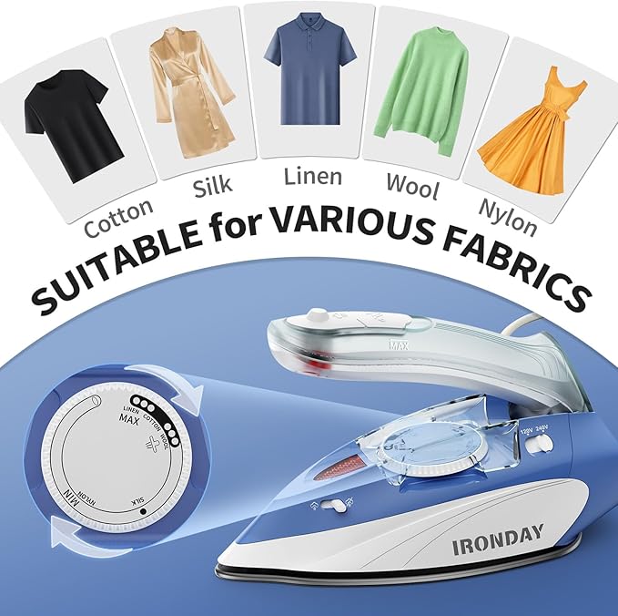 1100W Mini Travel Iron with Steam for Clothes with Dual Voltage, 2.7oz Water Tank,Temperature Control, Non-Stick Soleplate, Folding Handle,Portable Small Iron for Sewing,Quilting and Handcraft