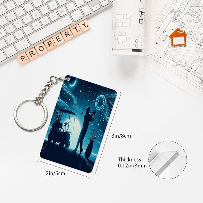 Keychain - Rectangular Acrylic Keychain Daily Key Ring Car Key Fob Holder 2X3 Inch