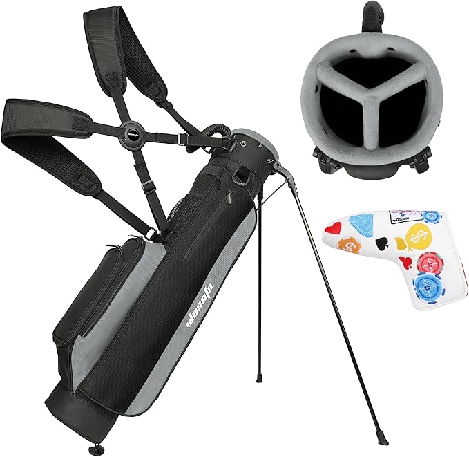 Golf Stand Bag,Lightweight Small Golf Bag,Medium Golf Carry Bag, 2-3Way Divider Men and Women with Adjustable Shoulder Strap Multiple Pockets with Golf Putter Covers