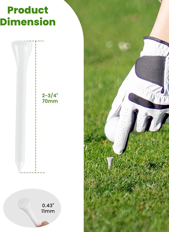 Bamboo Golf Tees 1000 PCS, 2-3/4 inch(70mm) & 3-1/4 inch (83mm) Length, Stronger Than Wood Tees