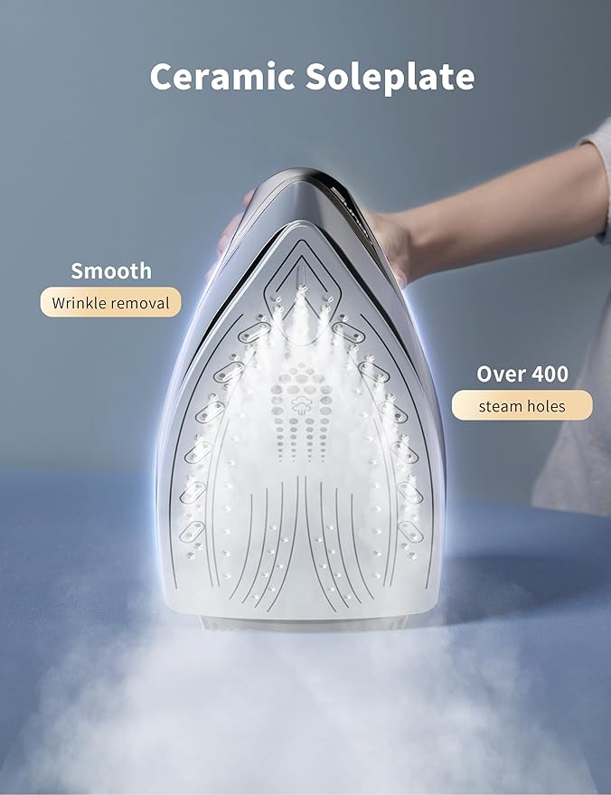 Sundu Steam Iron,40g/min Continuous Steam,44 OZ Removable Tank,Built-In Pump,Ceramic baseplate,Iron Lock For Easy Carry, Steamer Ideal For Home Use