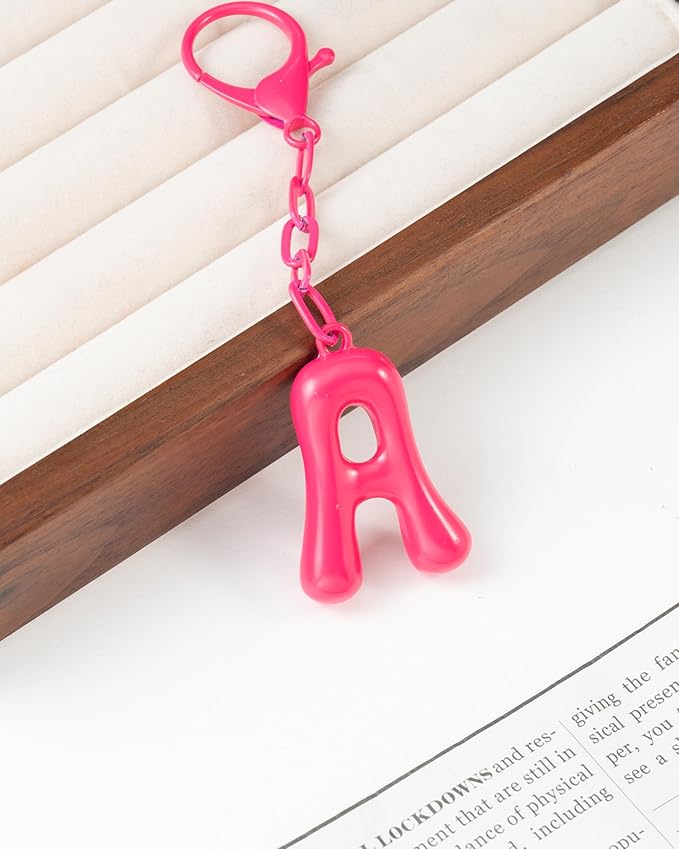 Initial Bag Charms, Bubble Letter Charm for Handbags, Cute Keychain with Letter, Initial Bag Charms for Women