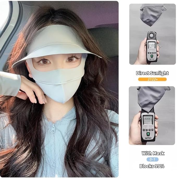 Breathable UV Face Cover Visor UPF 50+ Women Summer Face Covering Eye Protection Sunscreen Mask Sports Face Cover