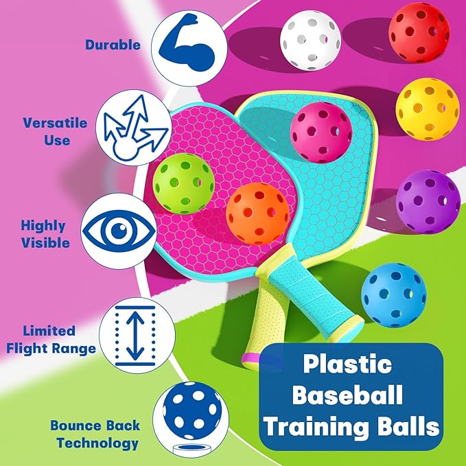 Coopay 12/50/100 Pack Baseball Practice Balls Plastic Training Balls Lightweight Hollow Softballs with a Drawstring Bag for Hitting, Baseball Training Indoor Outdoor Use