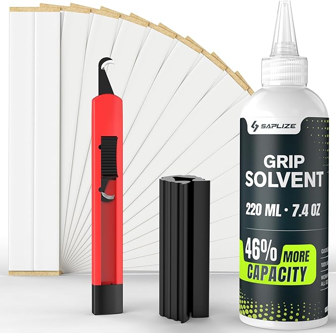 SAPLIZE Professional Golf Grip Kits for Regripping– Optional 5oz/7.4oz Grip Solvent, Pro/Standard Hook Blade, 15/30 Grip Tapes and Rubber Vise Clamp