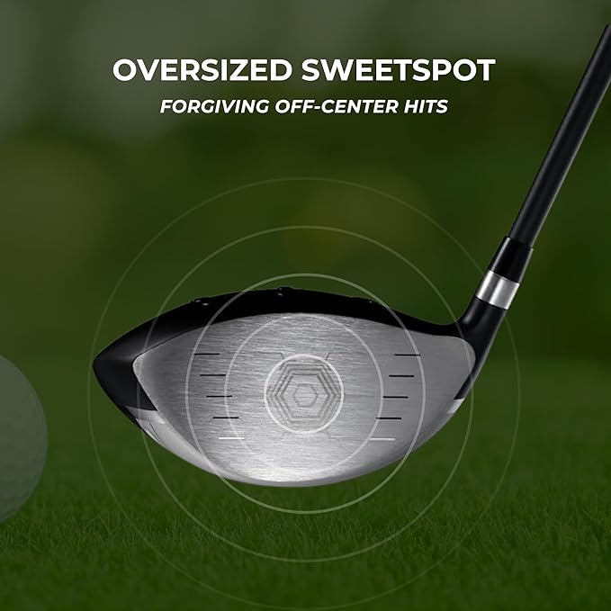 Titanium Driver Golf Club, Loft Lightweight Graphite Shaft, Oversized Sweet Spot, Aerodynamic, USGA Conforming Mens Driver + Deluxe Headcover