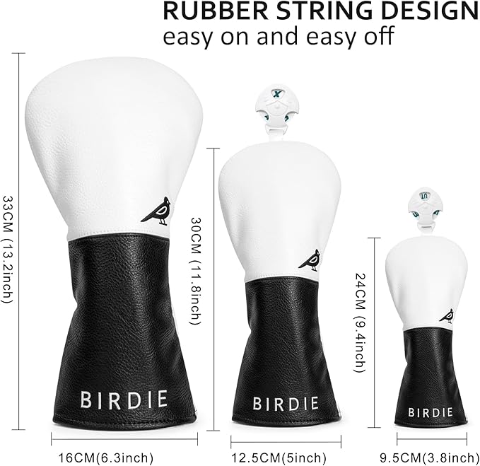 White Black Style Golf Driver, Fairway Woods & Hybrids Headcover Set