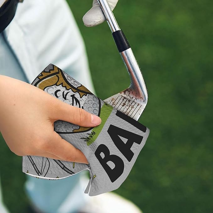 Funny Golf Towel with Carabiner Clip 24"x16" Cute Fun Grey Golf Towels for Golf Bags Microfiber Waffle Golfs Rag for Disc Balls Clubs Golfs Accessories for Men Women Dad Husband